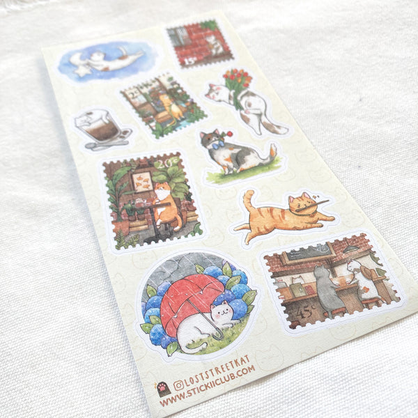 Cat Stamps Sticker Sheet