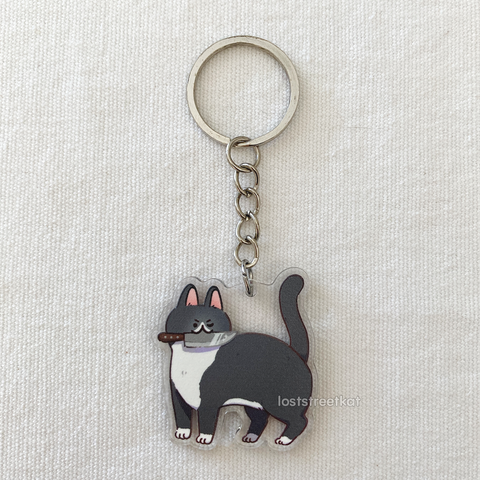 Tuxedo Knife Cat Keychain