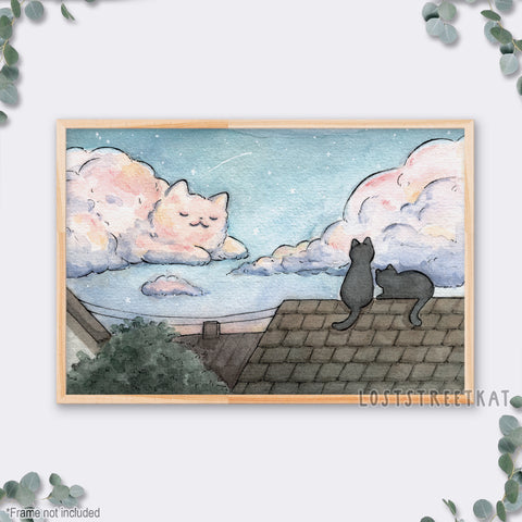 Cat Cloud Print (12"x18") - loststreetkat