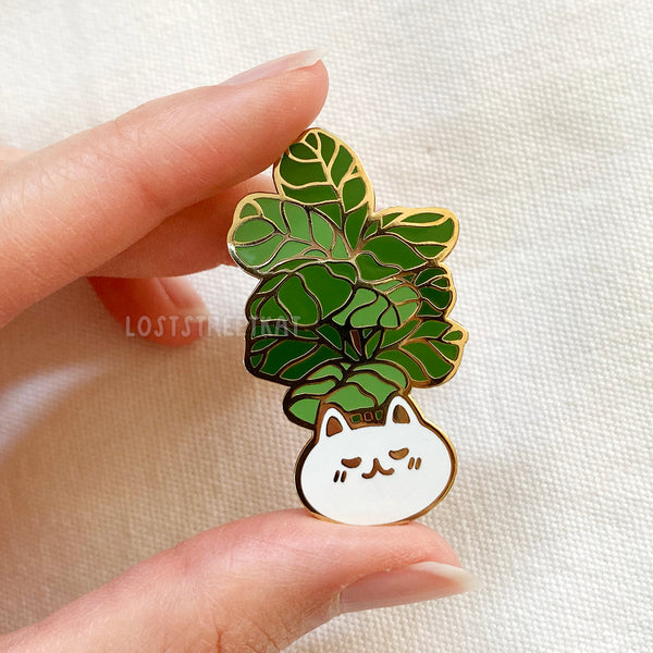 Fiddle Leaf Cat Planter Enamel Pin