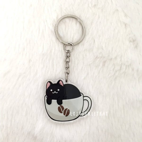 Coffee Cat Keychain - loststreetkat
