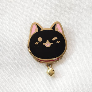 Black Cat Hard Enamel Pin with Bell