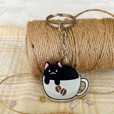 Coffee Cat Keychain - loststreetkat