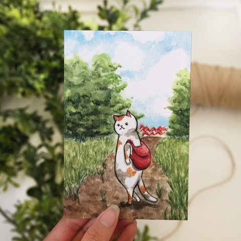 Journey Cat Postcard - loststreetkat