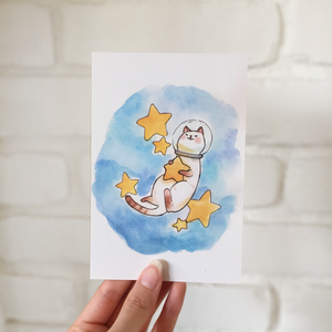Astro Cat Postcard - loststreetkat