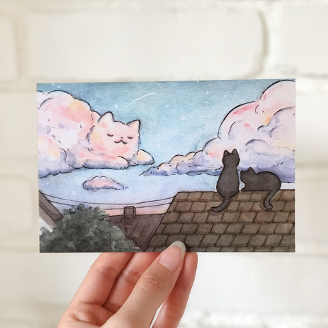 Cat Cloud Postcard - loststreetkat
