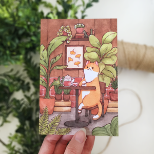 Tea House Cat Postcard - loststreetkat