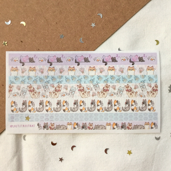 Neko Digital Washi Tape Sheet - loststreetkat